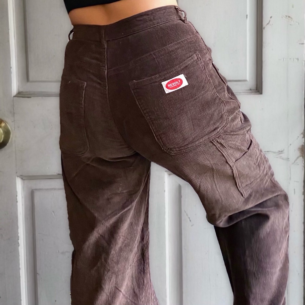 Deadstock 90s Brown Corduroy Carpenter Revolt Jeans with pocket detailing